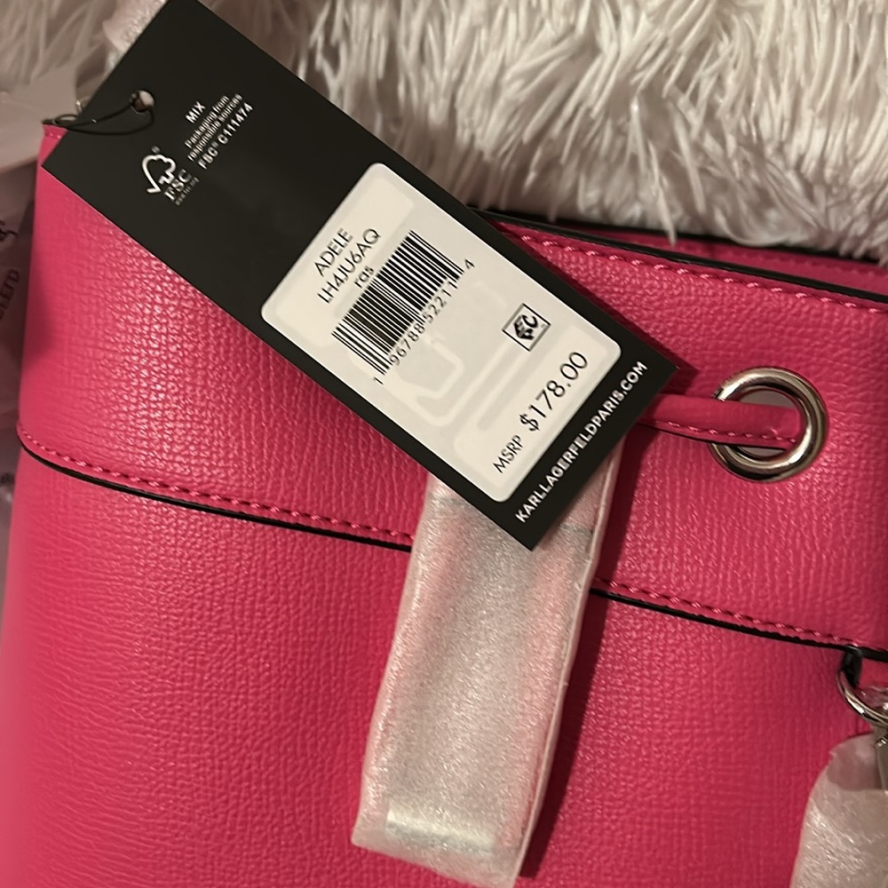 NWT Karl Lagerfeld Adele Raspberry Bag - Picture 4 of 8